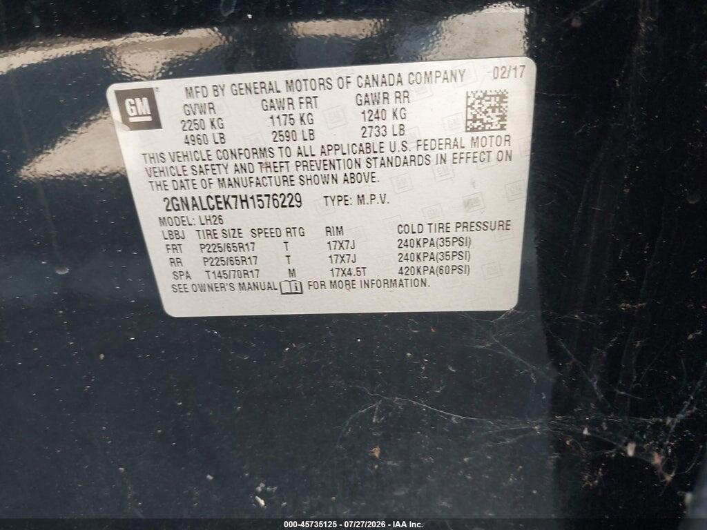 2GNALCEK7H1576229 2017 CHEVROLET EQUINOX photo no. 9