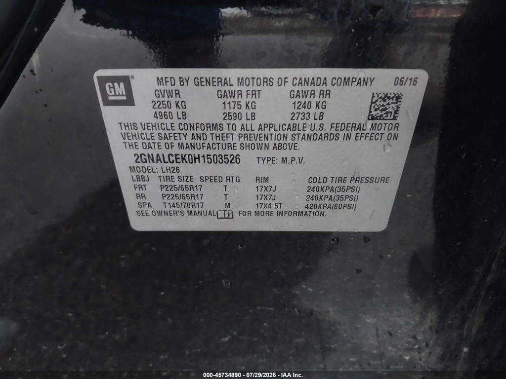 2GNALCEK0H1503526 2017 CHEVROLET EQUINOX photo no. 9