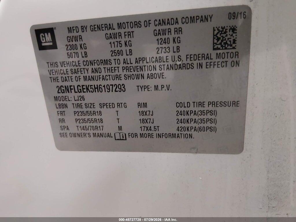 2GNFLGEK5H6197293 2017 CHEVROLET EQUINOX photo no. 9