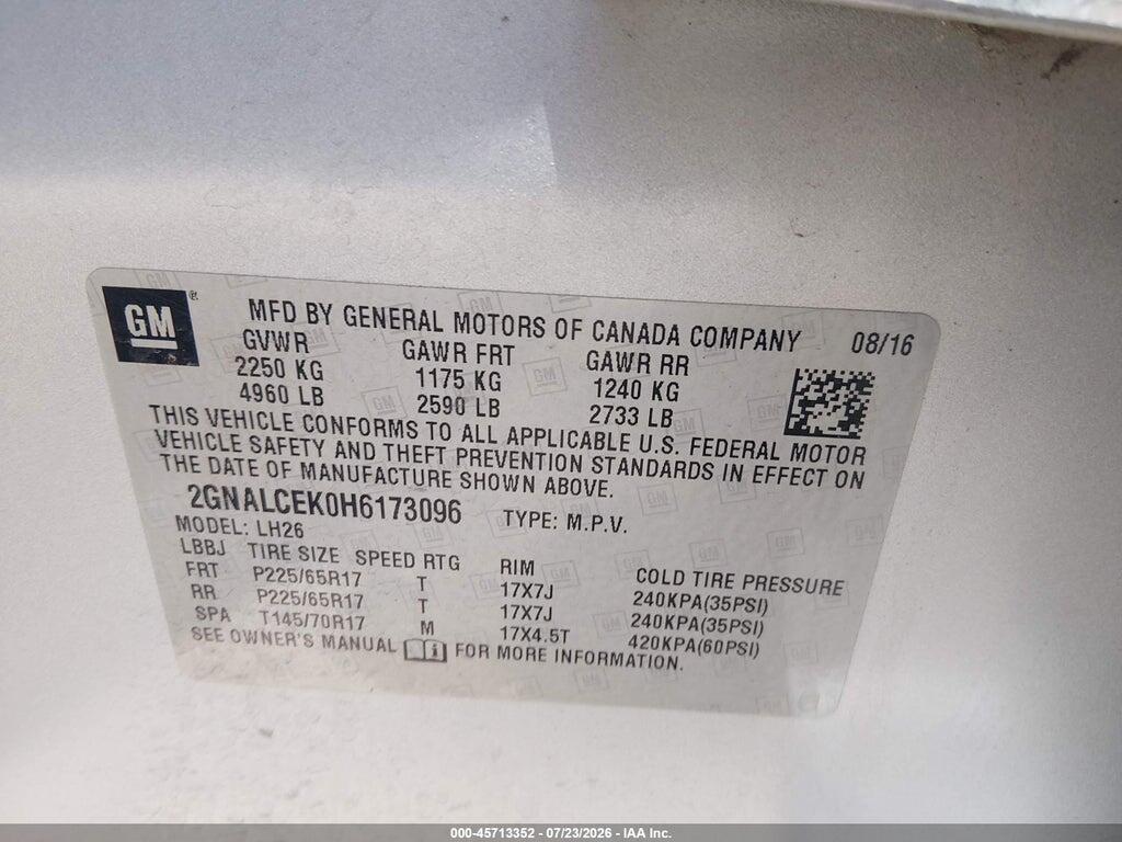 2GNALCEK0H6173096 2017 CHEVROLET EQUINOX photo no. 9