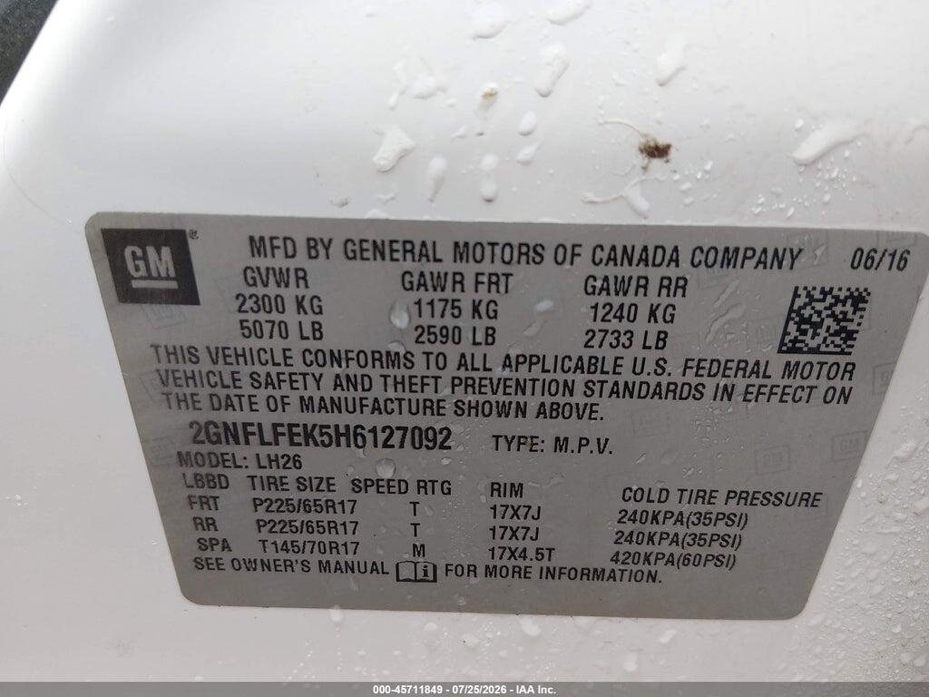 2GNFLFEK5H6127092 2017 CHEVROLET EQUINOX photo no. 9