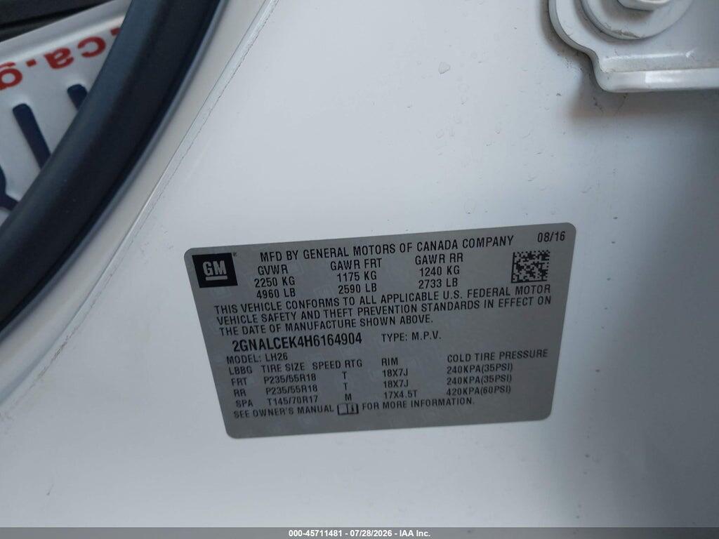 2GNALCEK4H6164904 2017 CHEVROLET EQUINOX photo no. 9