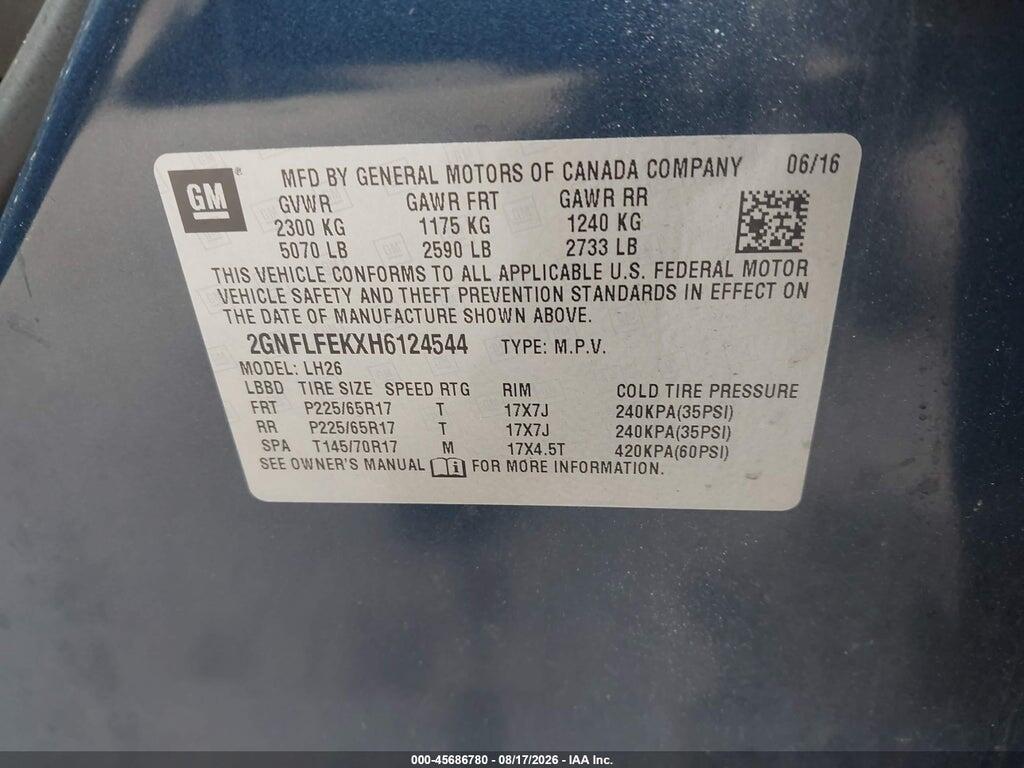 2GNFLFEKXH6124544 2017 CHEVROLET EQUINOX photo no. 9