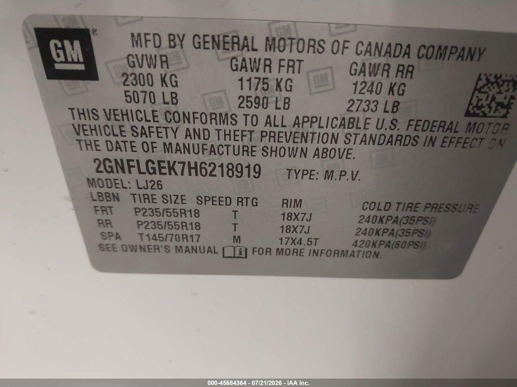 2GNFLGEK7H6218919 2017 CHEVROLET EQUINOX photo no. 9