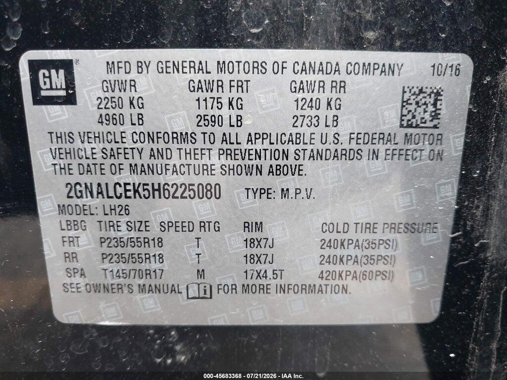 2GNALCEK5H6225080 2017 CHEVROLET EQUINOX photo no. 9