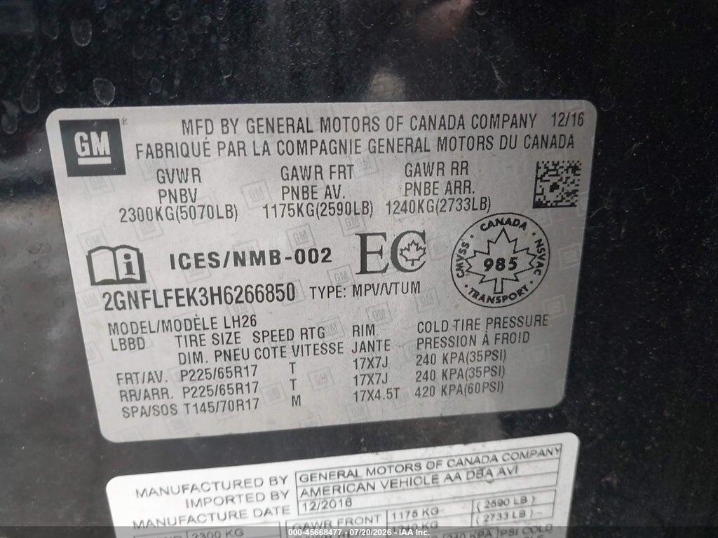2GNFLFEK3H6266850 2017 CHEVROLET EQUINOX photo no. 9