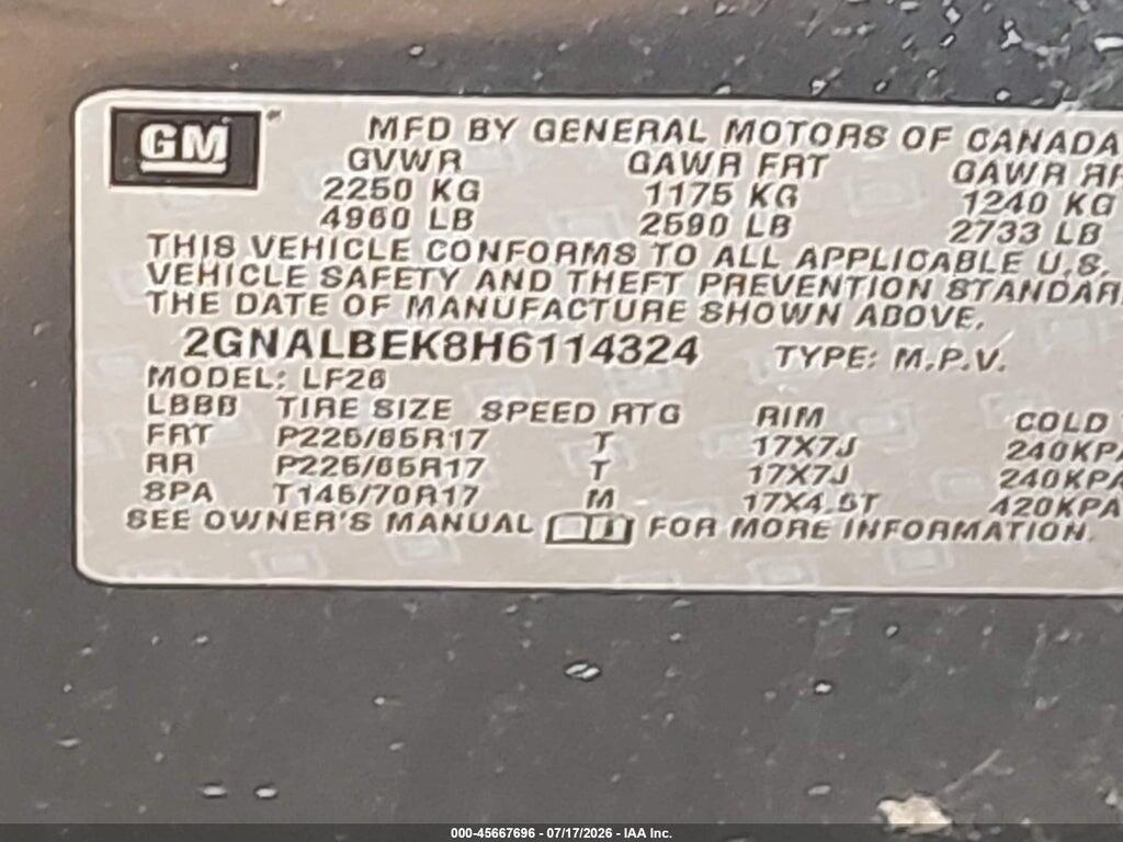 2GNALBEK8H6114324 2017 CHEVROLET EQUINOX photo no. 9