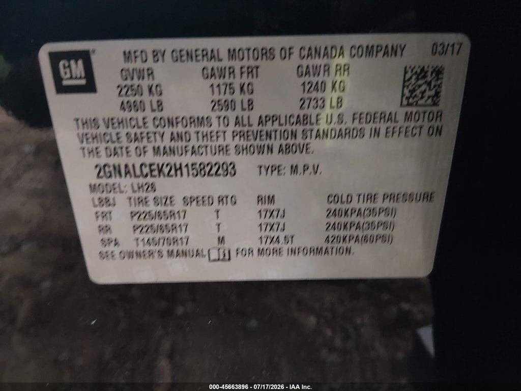 2GNALCEK2H1582293 2017 CHEVROLET EQUINOX photo no. 9