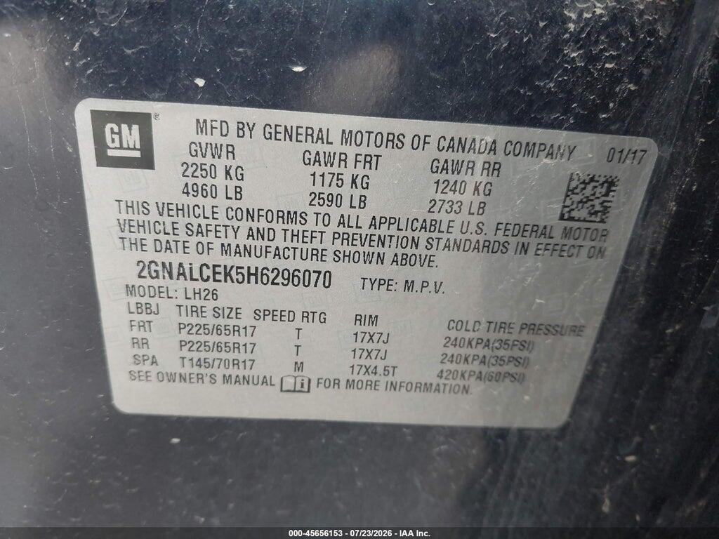 2GNALCEK5H6296070 2017 CHEVROLET EQUINOX photo no. 9