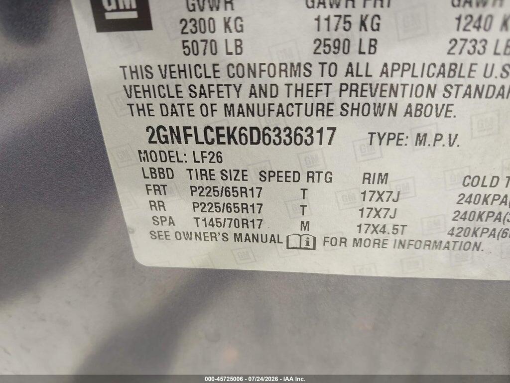 2GNFLCEK6D6336317 2013 CHEVROLET EQUINOX photo no. 9