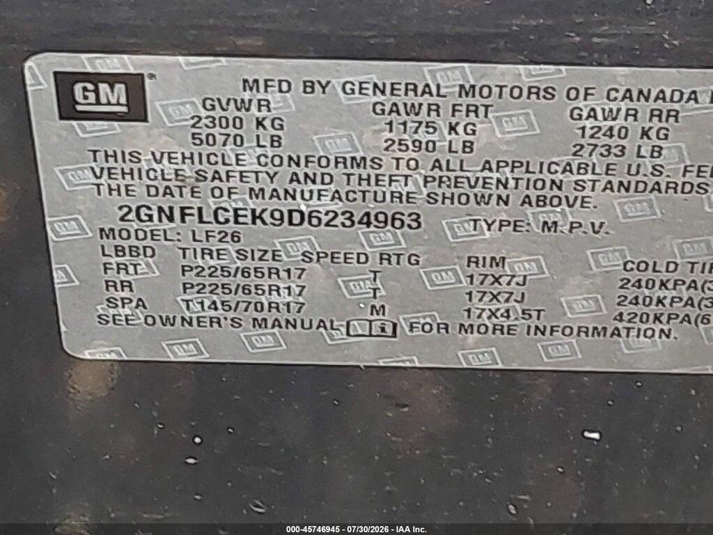 2GNFLCEK9D6234963 2013 CHEVROLET EQUINOX photo no. 9