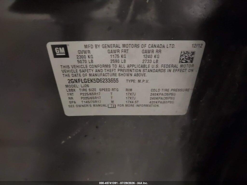 2GNFLGEK5D6233655 2013 CHEVROLET EQUINOX photo no. 9