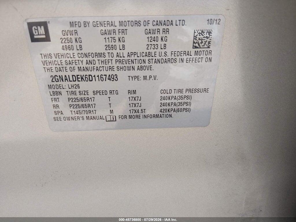 2GNALDEK6D1167493 2013 CHEVROLET EQUINOX photo no. 9