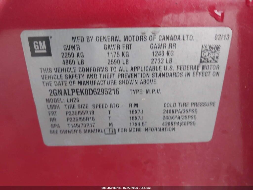 2GNALPEK0D6295216 2013 CHEVROLET EQUINOX photo no. 9