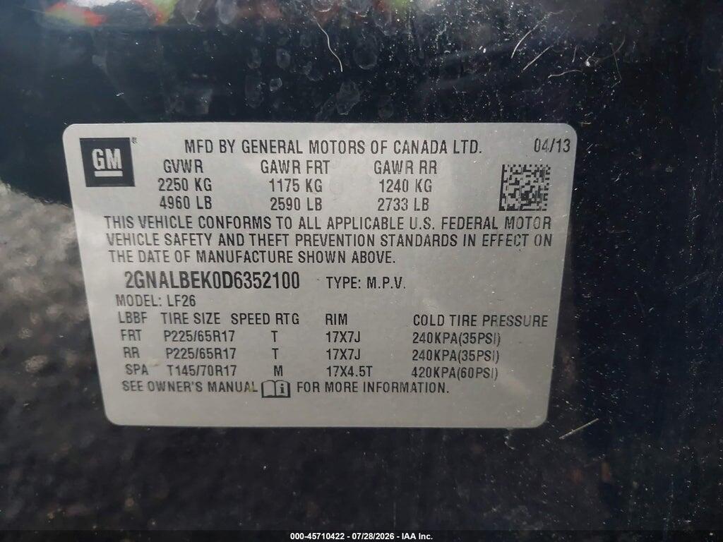 2GNALBEK0D6352100 2013 CHEVROLET EQUINOX photo no. 9