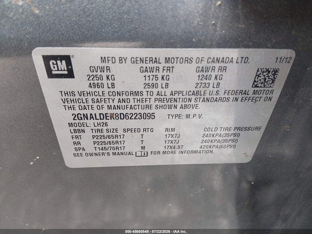2GNALDEK8D6223095 2013 CHEVROLET EQUINOX photo no. 9