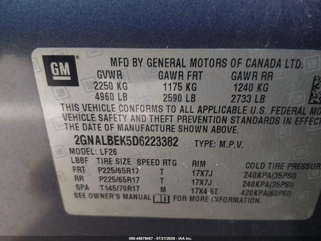 2GNALBEK5D6223382 2013 CHEVROLET EQUINOX photo no. 9
