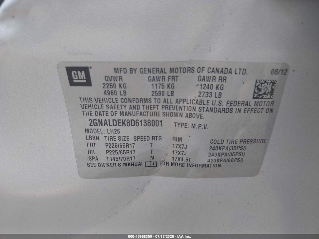 2GNALDEK8D6138001 2013 CHEVROLET EQUINOX photo no. 9