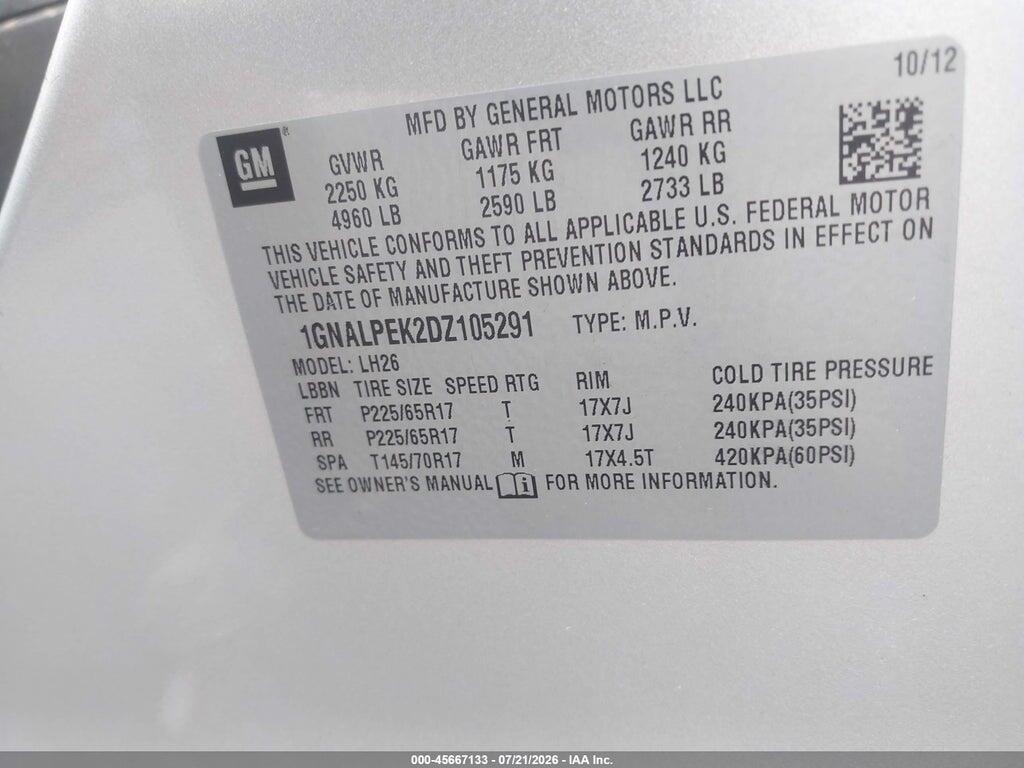 1GNALPEK2DZ105291 2013 CHEVROLET EQUINOX photo no. 9
