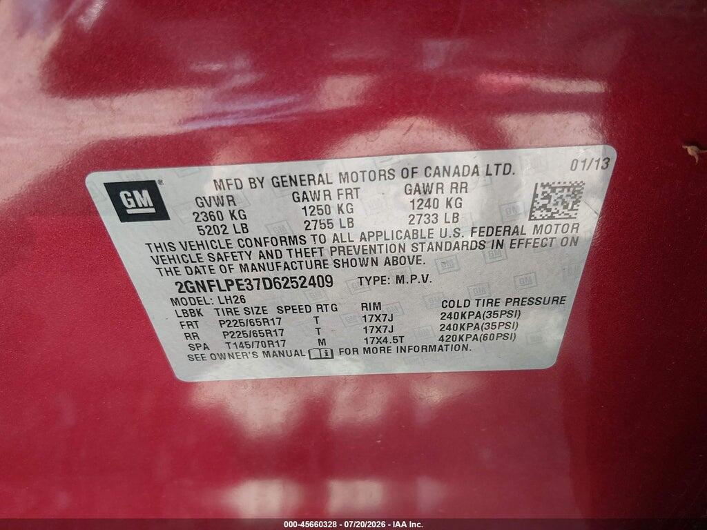 2GNFLPE37D6252409 2013 CHEVROLET EQUINOX photo no. 9