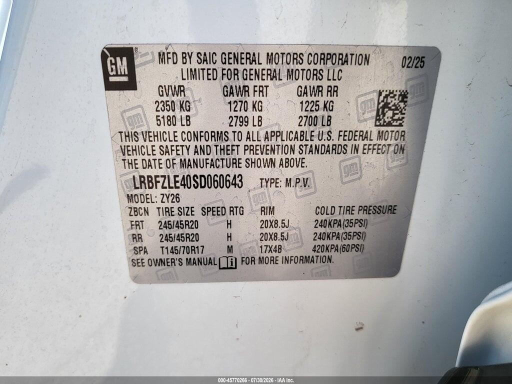 LRBFZLE40SD060643 2025 BUICK ENVISION photo no. 9