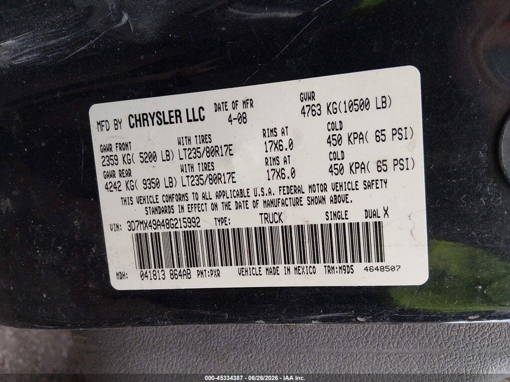 3D7MX49A48G215992 2008 DODGE RAM 3500 photo no. 9