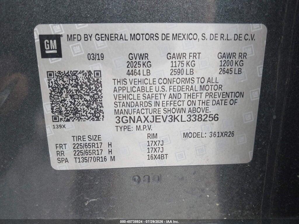 3GNAXJEV3KL338256 2019 CHEVROLET EQUINOX photo no. 9