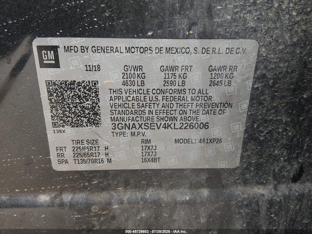 3GNAXSEV4KL226006 2019 CHEVROLET EQUINOX photo no. 9