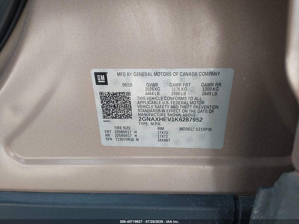 2GNAXHEV1K6287952 2019 CHEVROLET EQUINOX photo no. 9