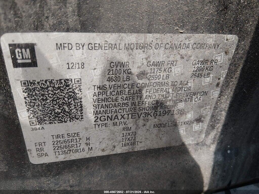 2GNAXTEV3K6197138 2019 CHEVROLET EQUINOX photo no. 9