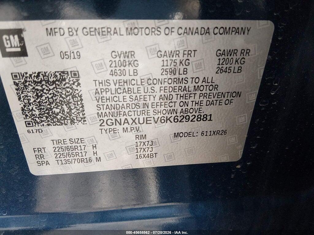 2GNAXUEV6K6292881 2019 CHEVROLET EQUINOX photo no. 9