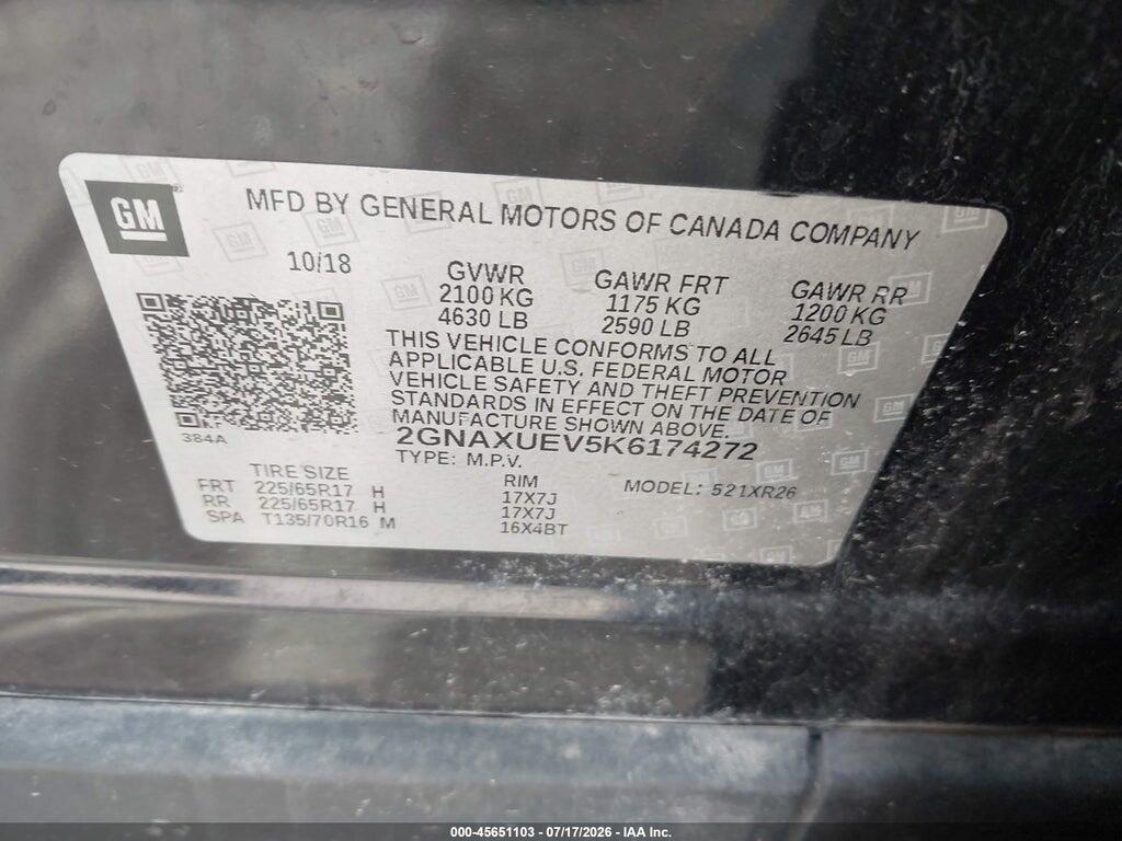 2GNAXUEV5K6174272 2019 CHEVROLET EQUINOX photo no. 9