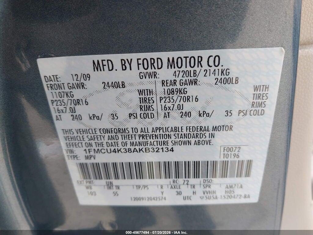 1FMCU4K38AKB32134 2010 FORD ESCAPE HYBRID photo no. 9