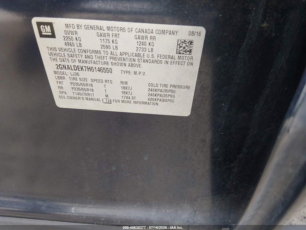 2GNALDEK7H6146550 2017 CHEVROLET EQUINOX photo no. 9