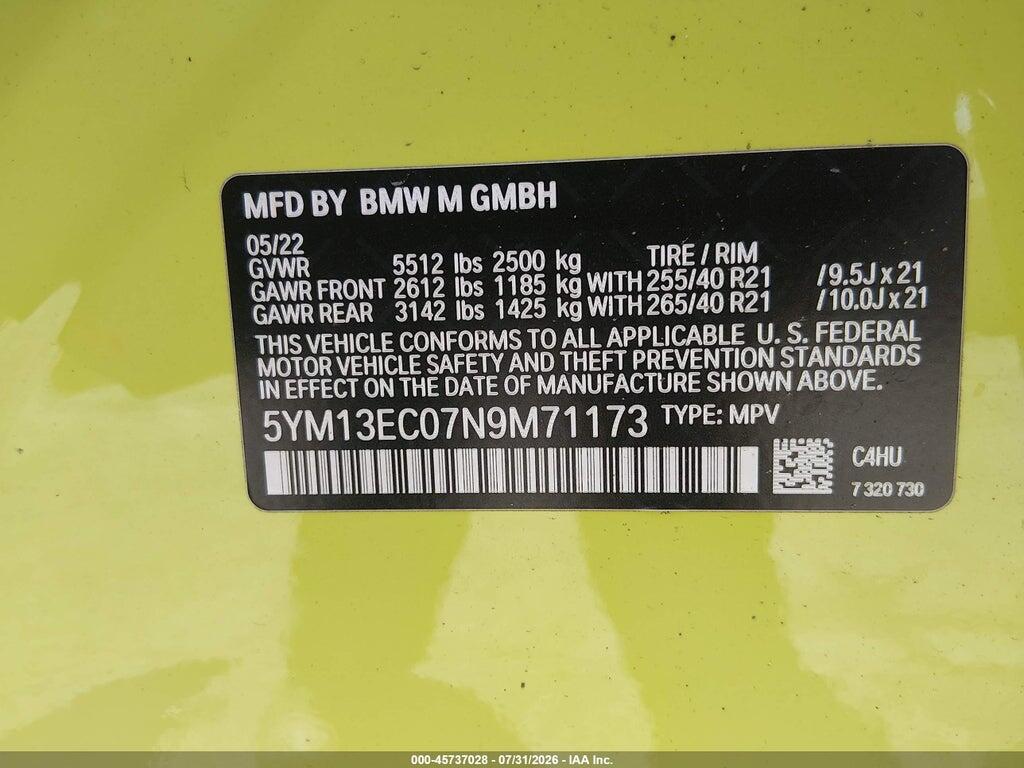 5YM13EC07N9M71173 2022 BMW X3 M photo no. 9