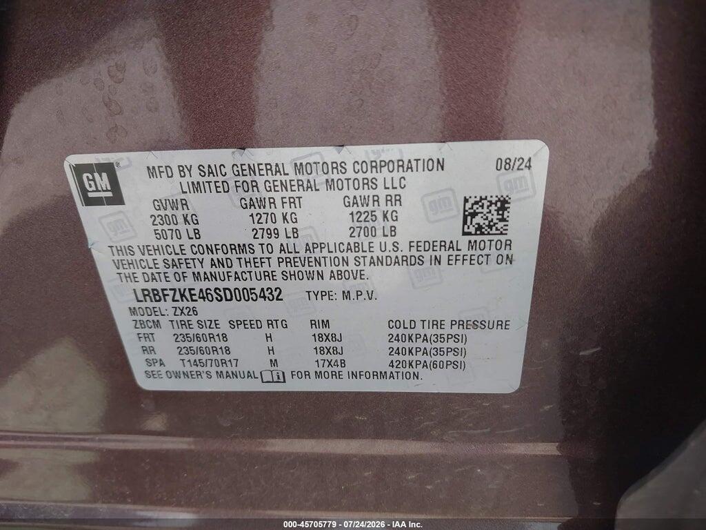 LRBFZKE46SD005432 2025 BUICK ENVISION photo no. 9