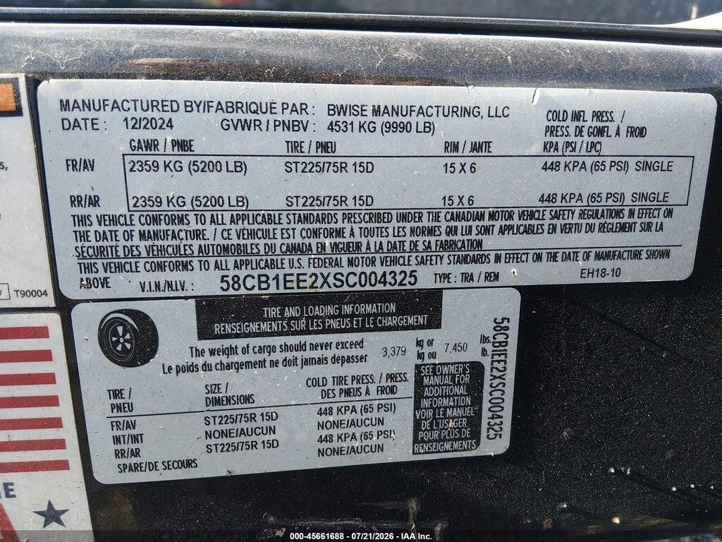58CB1EE2XSC004325 2025 BWIS TRAILER MODEL 58C photo no. 9