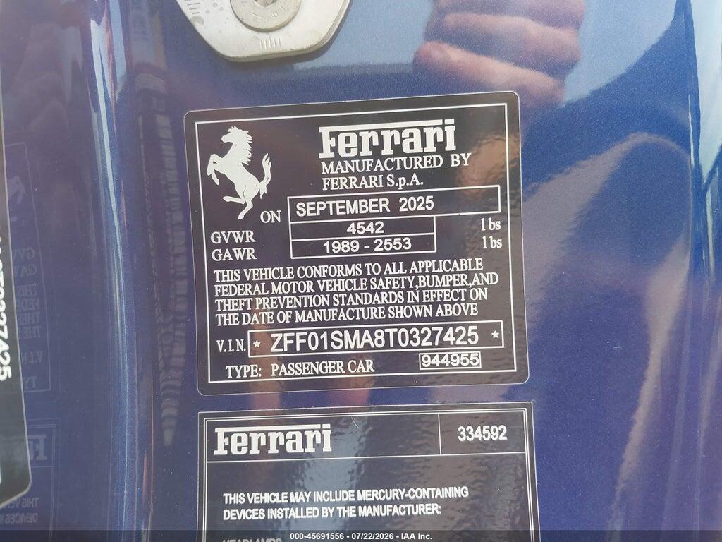 ZFF01SMA8T0327425 2026 FERRARI 296 GTS photo no. 9