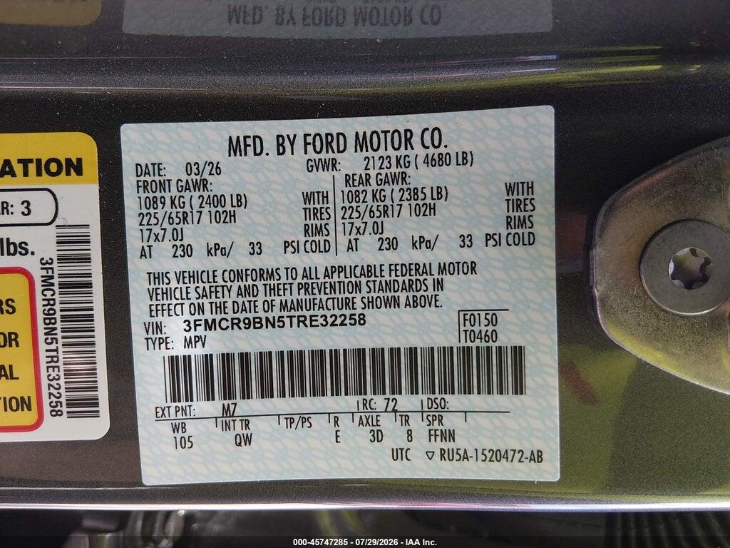 3FMCR9BN5TRE32258 2026 FORD BRONCO SPORT photo no. 9