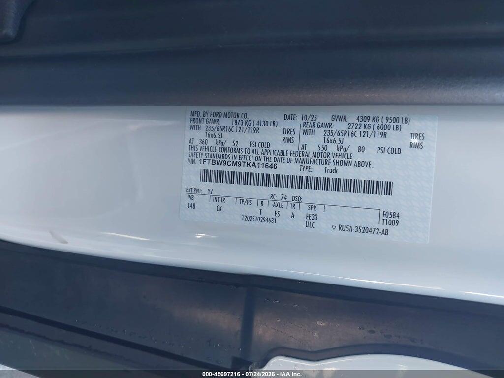 1FTBW9CM9TKA11646 2026 FORD E-TRANSIT-350 CARGO photo no. 9