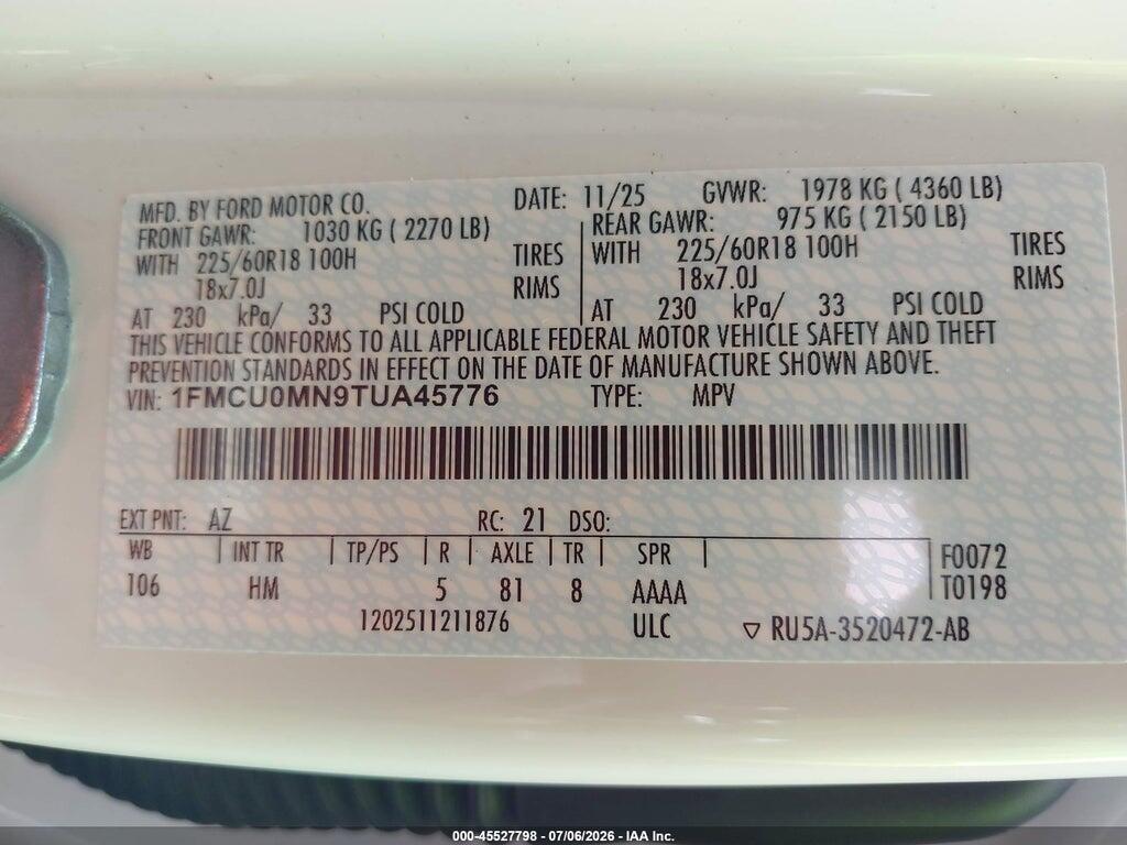 1FMCU0MN9TUA45776 2026 FORD ESCAPE photo no. 9
