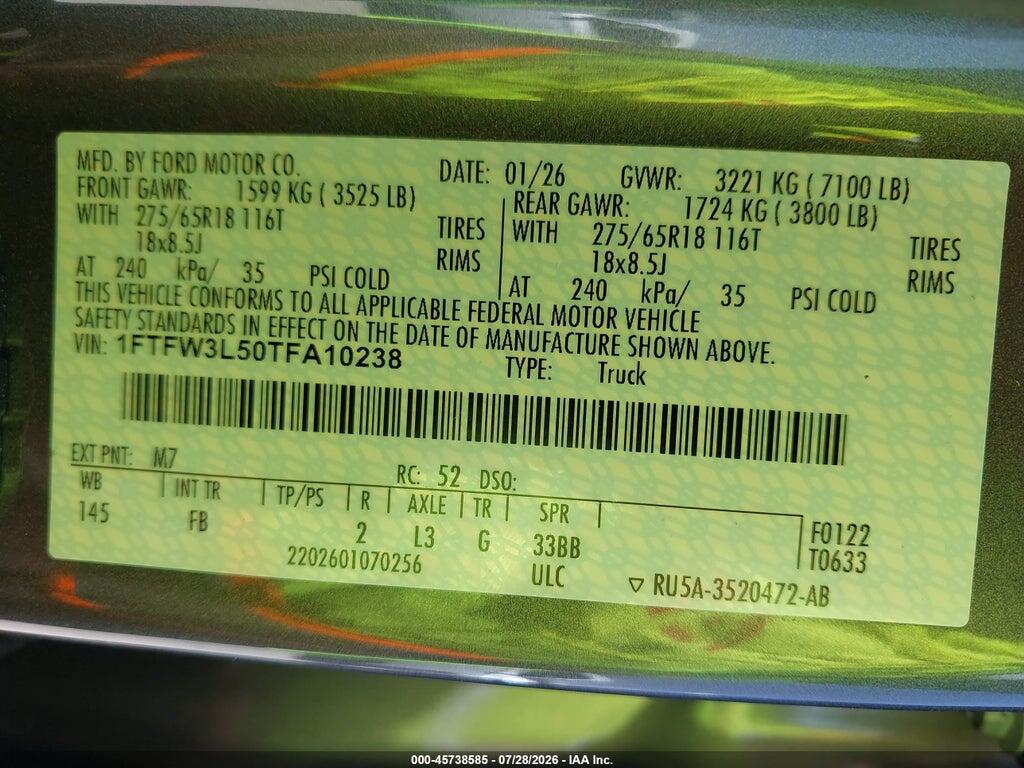 1FTFW3L50TFA10238 2026 FORD F-150 photo no. 9