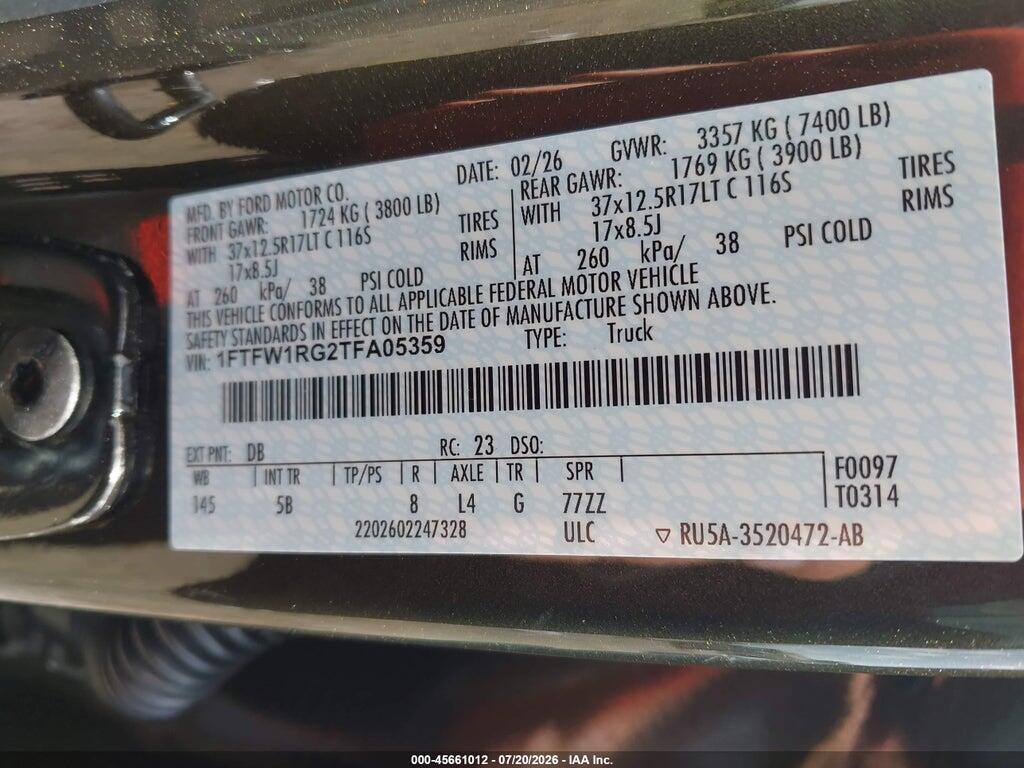 1FTFW1RG2TFA05359 2026 FORD F-150 photo no. 9