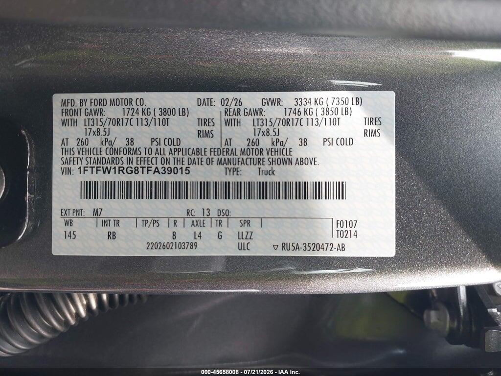 1FTFW1RG8TFA39015 2026 FORD F-150 photo no. 9