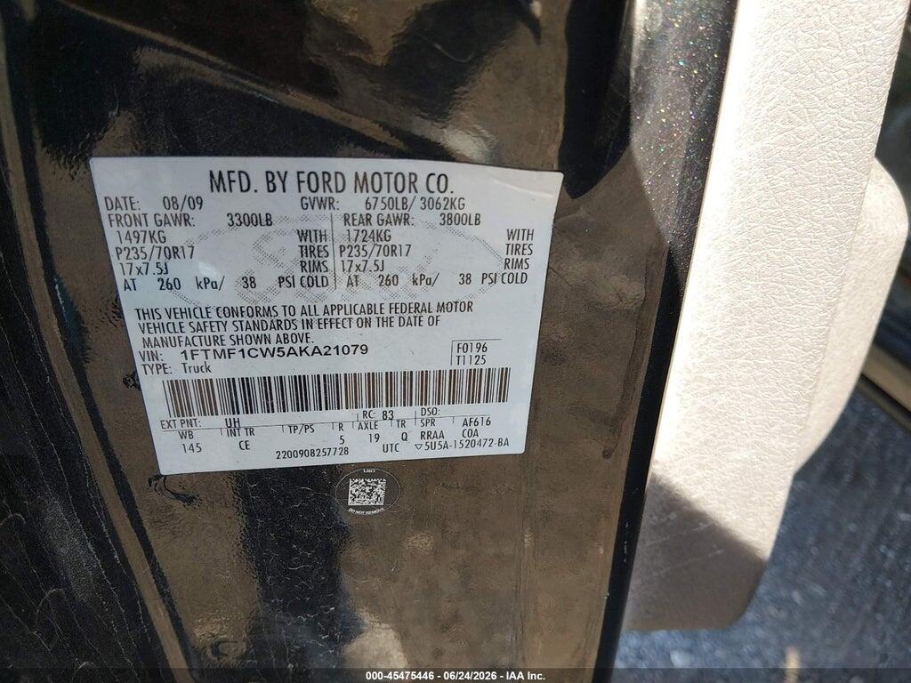 1FTMF1CW5AKA21079 2010 FORD F-150 photo no. 9