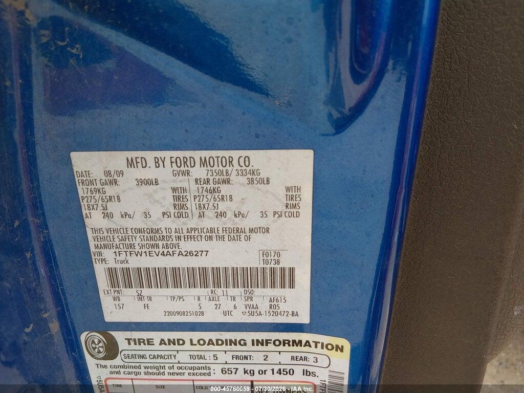 1FTFW1EV4AFA26277 2010 FORD F-150 photo no. 9