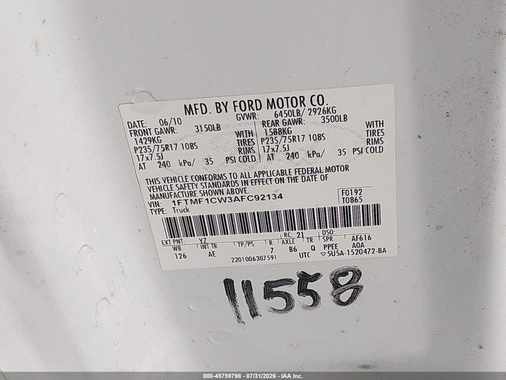 1FTMF1CW3AFC92134 2010 FORD F-150 photo no. 9