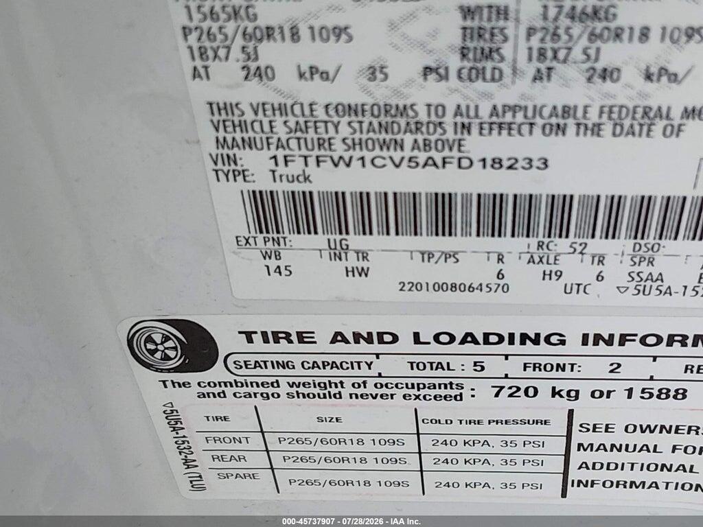 1FTFW1CV5AFD18233 2010 FORD F-150 photo no. 9