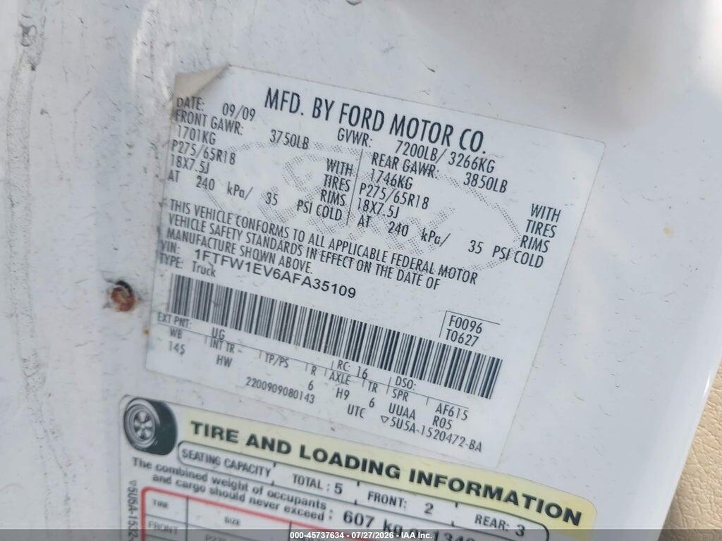 1FTFW1EV6AFA35109 2010 FORD F-150 photo no. 9
