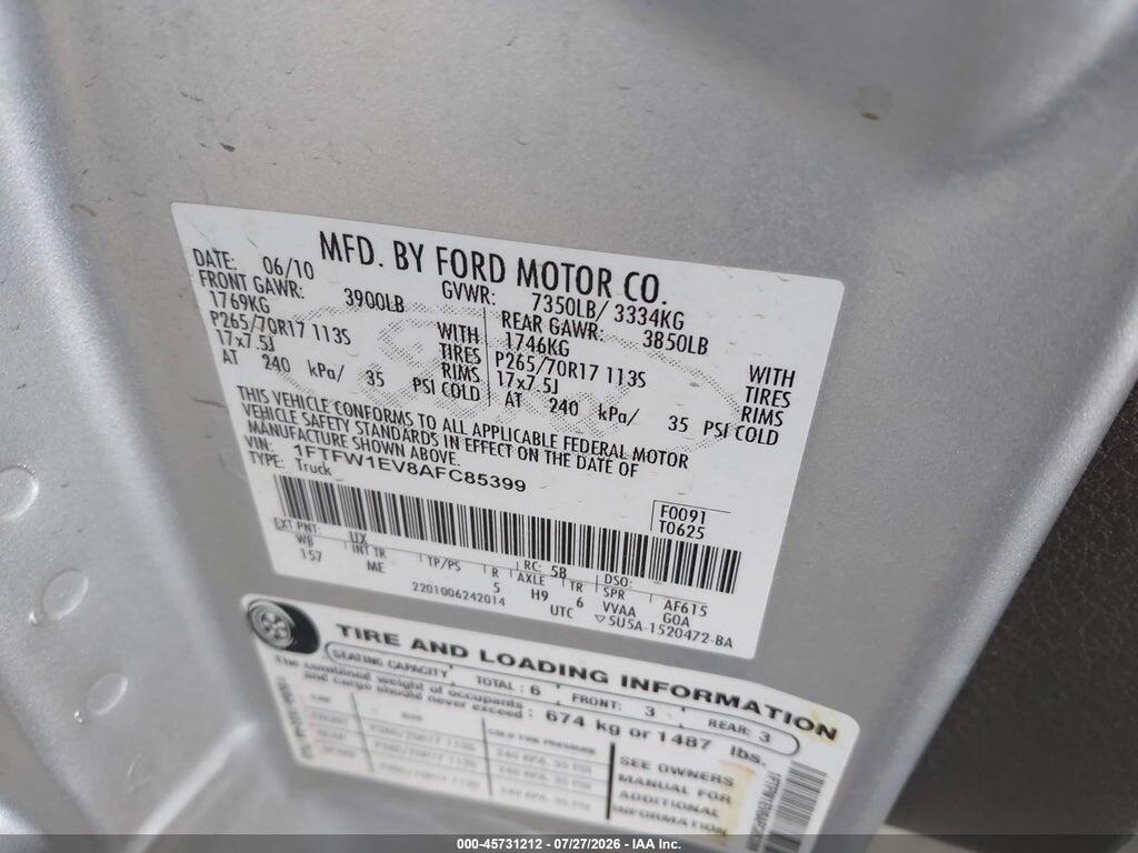 1FTFW1EV8AFC85399 2010 FORD F-150 photo no. 9